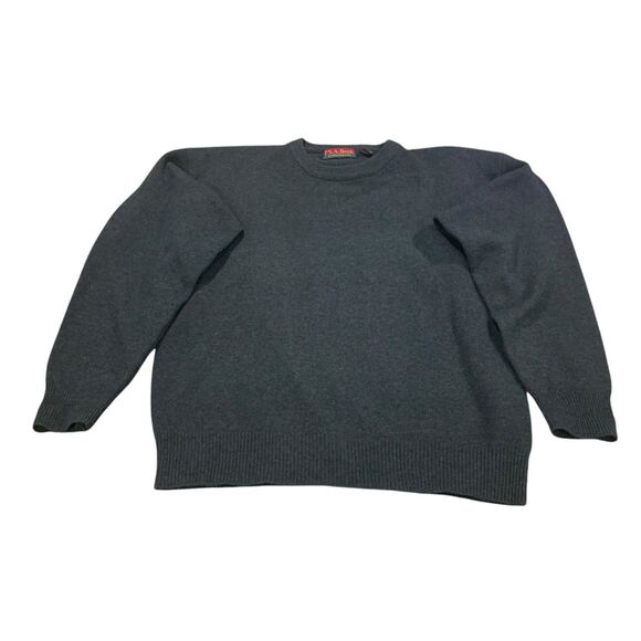 Vintage Jos. A, Bank Mens Green Lambs Wool Crew Neck Long Sleeve Sweater L Twee